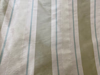 NEW Queen Sherrice 100% Silk Dupioni Ribbon Stripes Fabric - Pistachio Green and Cream with Sea Foam Blue Pinstripe - Fancy Styles Fabric Pierre Frey Lee Jofa Brunschwig & Fils