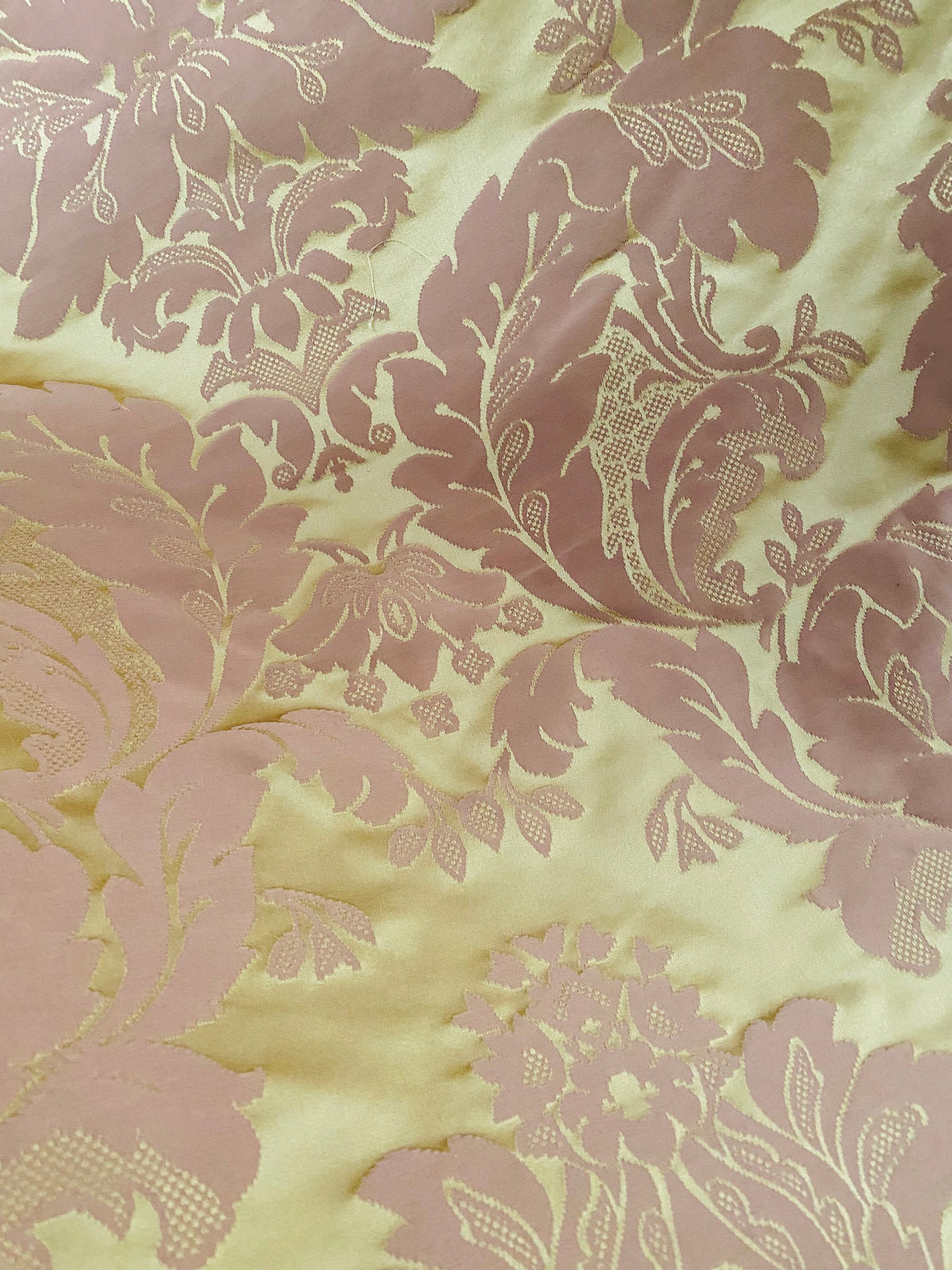NEW! Princess Branda 100% Silk Satin Novelty Jacquard Damask Fabric- Pink and Gold - Fancy Styles Fabric Pierre Frey Lee Jofa Brunschwig & Fils
