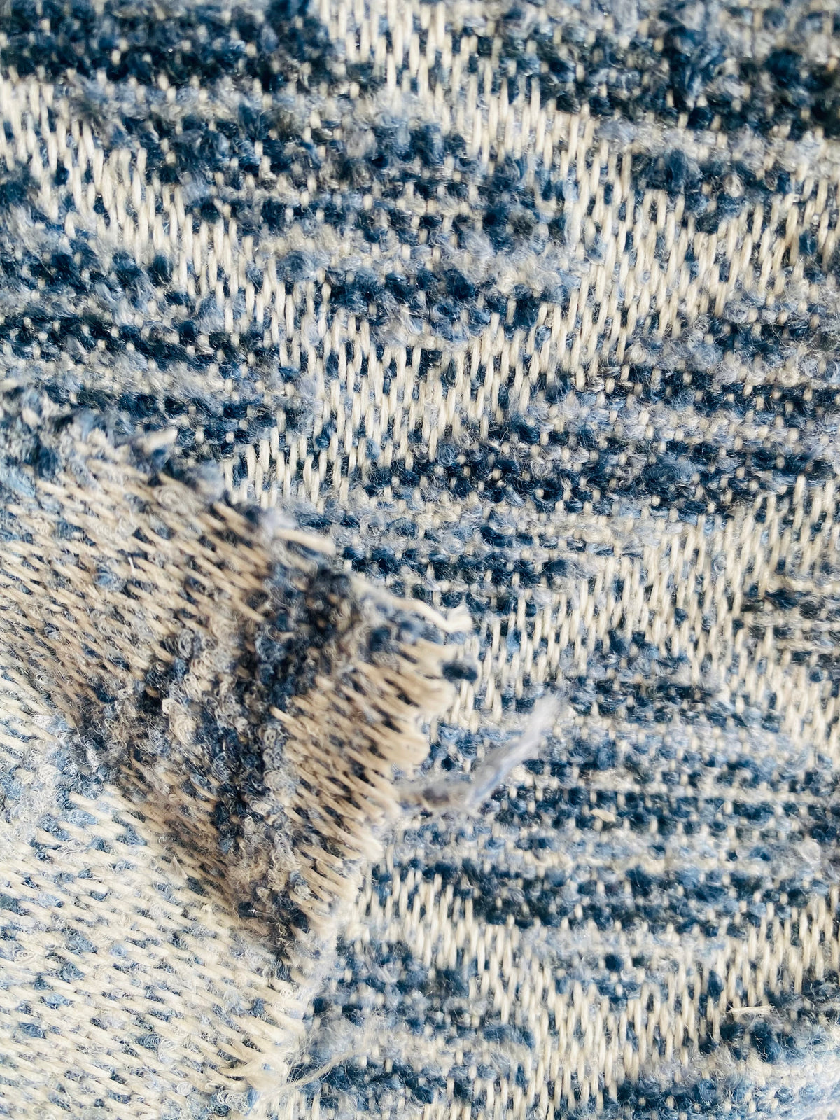 New! SUNBRELLA Indigo Blue Boucle Geometric Waterproof Indoor Outdoor Upholstery Fabric - Fancy Styles Fabric Pierre Frey Lee Jofa Brunschwig & Fils