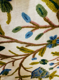 NEW Lady Batilda Novelty Crewel Floral Embroidered Linen Inspired Fabric Upholstery Costume Drapery - Fancy Styles Fabric Pierre Frey Lee Jofa Brunschwig & Fils