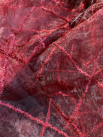 App Sale: Queen Hollister Poly Silk Organza with Embroidered Diamond Motif - Burgundy Iridescence
