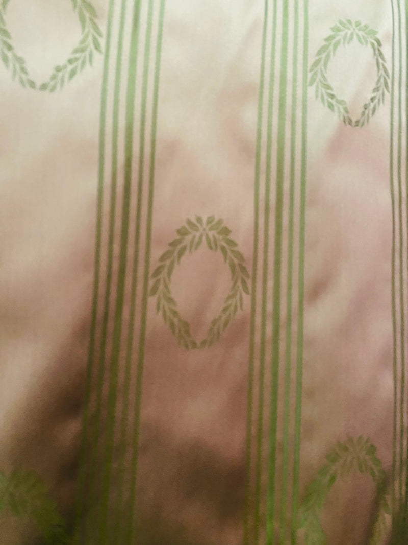 NEW! Princess Pitta 100% Silk Taffeta Novelty Jacquard Stripe Fabric- Pink and Green