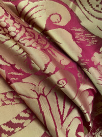 NEW! King Sante 100% Silk Satin Novelty Jacquard Damask Fabric- Red and Gold - Fancy Styles Fabric Pierre Frey Lee Jofa Brunschwig & Fils