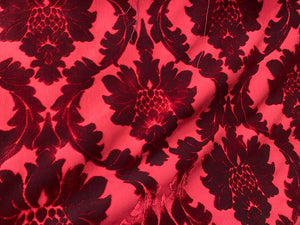 NEW! Prince Jasper - Designer Italian Venetian Burnout Damask Cut Velvet Red Fabric Upholstery - Fancy Styles Fabric Pierre Frey Lee Jofa Brunschwig & Fils