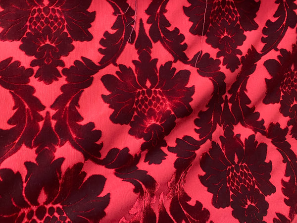 NEW! Prince Jasper - Designer Italian Venetian Burnout Damask Cut Velvet Red Fabric Upholstery - Fancy Styles Fabric Pierre Frey Lee Jofa Brunschwig & Fils