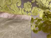 NEW! Princess Perma - LARGE REPEAT- Designer Italian Venetian Burnout Damask Velvet Yellow-Lime Chartreuse Fabric Upholstery - Fancy Styles Fabric Pierre Frey Lee Jofa Brunschwig & Fils