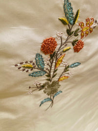 NEW! Princess Jardin 100% Silk Taffeta Novelty Embroidered Drapery Fabric in Floral- Cream - Fancy Styles Fabric Pierre Frey Lee Jofa Brunschwig & Fils