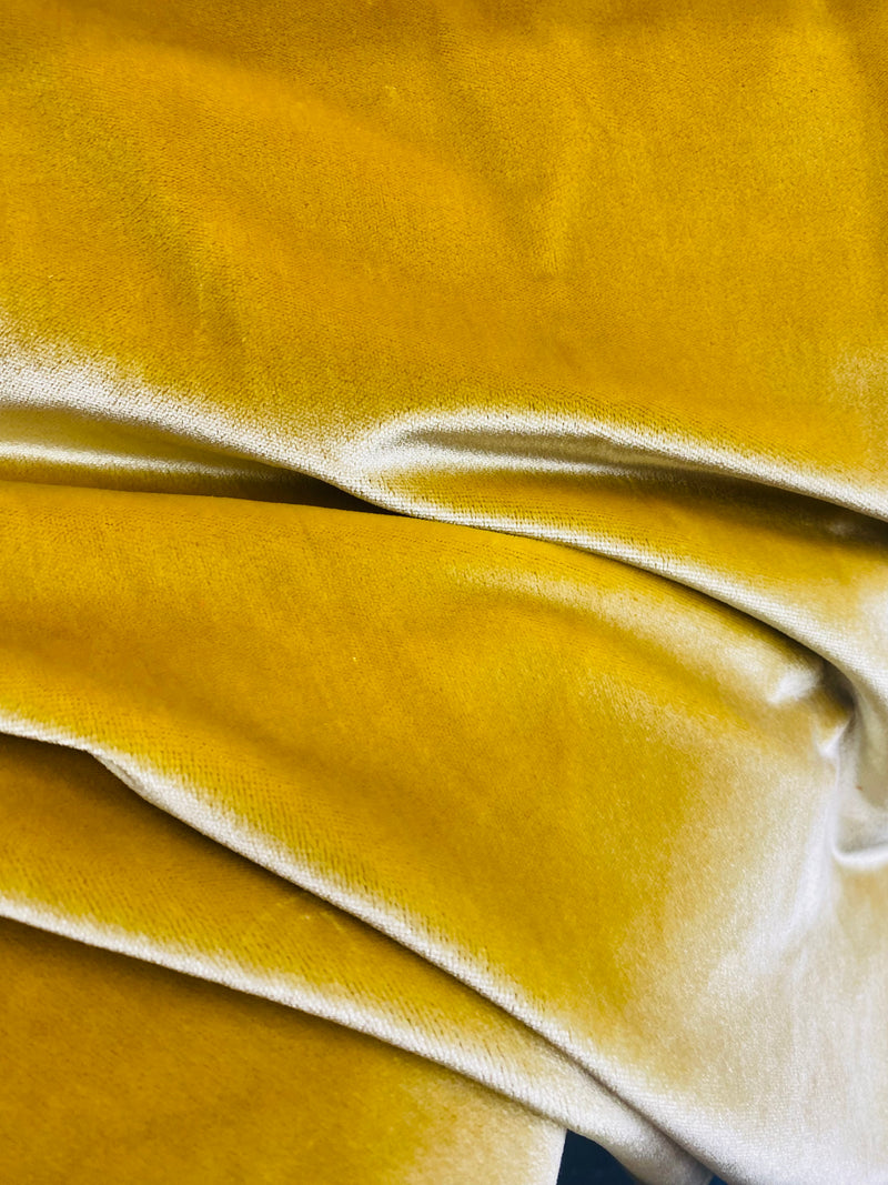 NEW! Emperor Duke 100% Silk Venetian Velvet Upholstery Fabric- Yellow