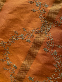 NEW Queen Katjia Novelty Floral Embroidered 100% Silk Fabric in Rust Burnt Orange - Fancy Styles Fabric Pierre Frey Lee Jofa Brunschwig & Fils