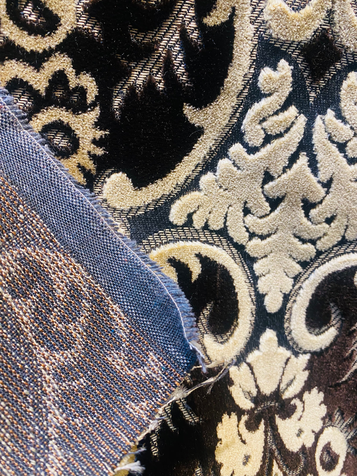 NEW Sir Scott Designer Italian Burnout Medallion Chenille Velvet Fabric Brown and Beige - Upholstery - Fancy Styles Fabric Pierre Frey Lee Jofa Brunschwig & Fils