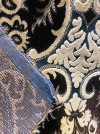 NEW Sir Scott Designer Italian Burnout Medallion Chenille Velvet Fabric Brown and Beige - Upholstery - Fancy Styles Fabric Pierre Frey Lee Jofa Brunschwig & Fils