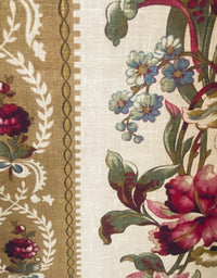 NEW! Princess Peppa Novelty 100% Linen Fabric Floral - Burgundy, Gold and Natural - Fancy Styles Fabric Pierre Frey Lee Jofa Brunschwig & Fils