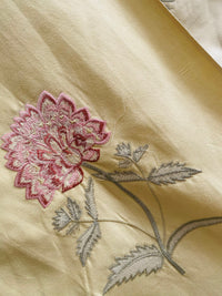 NEW! Queen Slamia 100% Silk Taffeta Novelty Embroidered Drapery Fabric in Floral- Cream - Fancy Styles Fabric Pierre Frey Lee Jofa Brunschwig & Fils