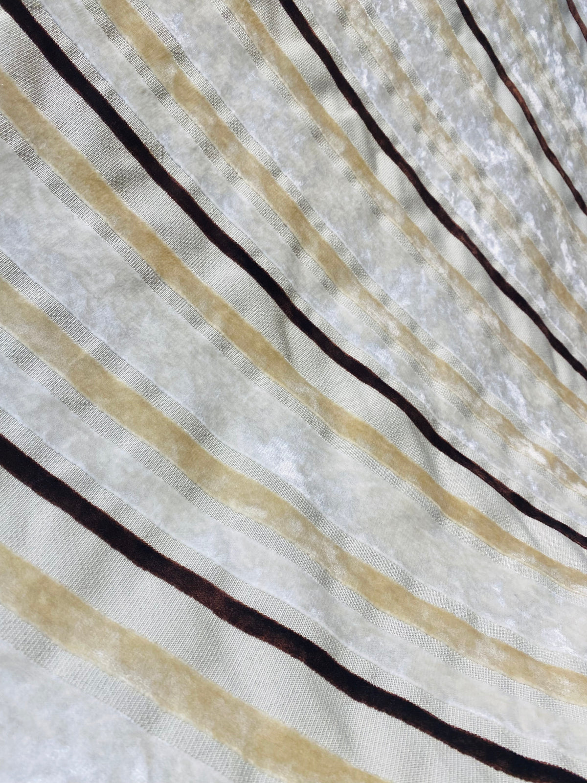 NEW Lady Matide Designer Upholstery Stripe Velvet  Fabric -Brown Cream Beige - Fancy Styles Fabric Pierre Frey Lee Jofa Brunschwig & Fils