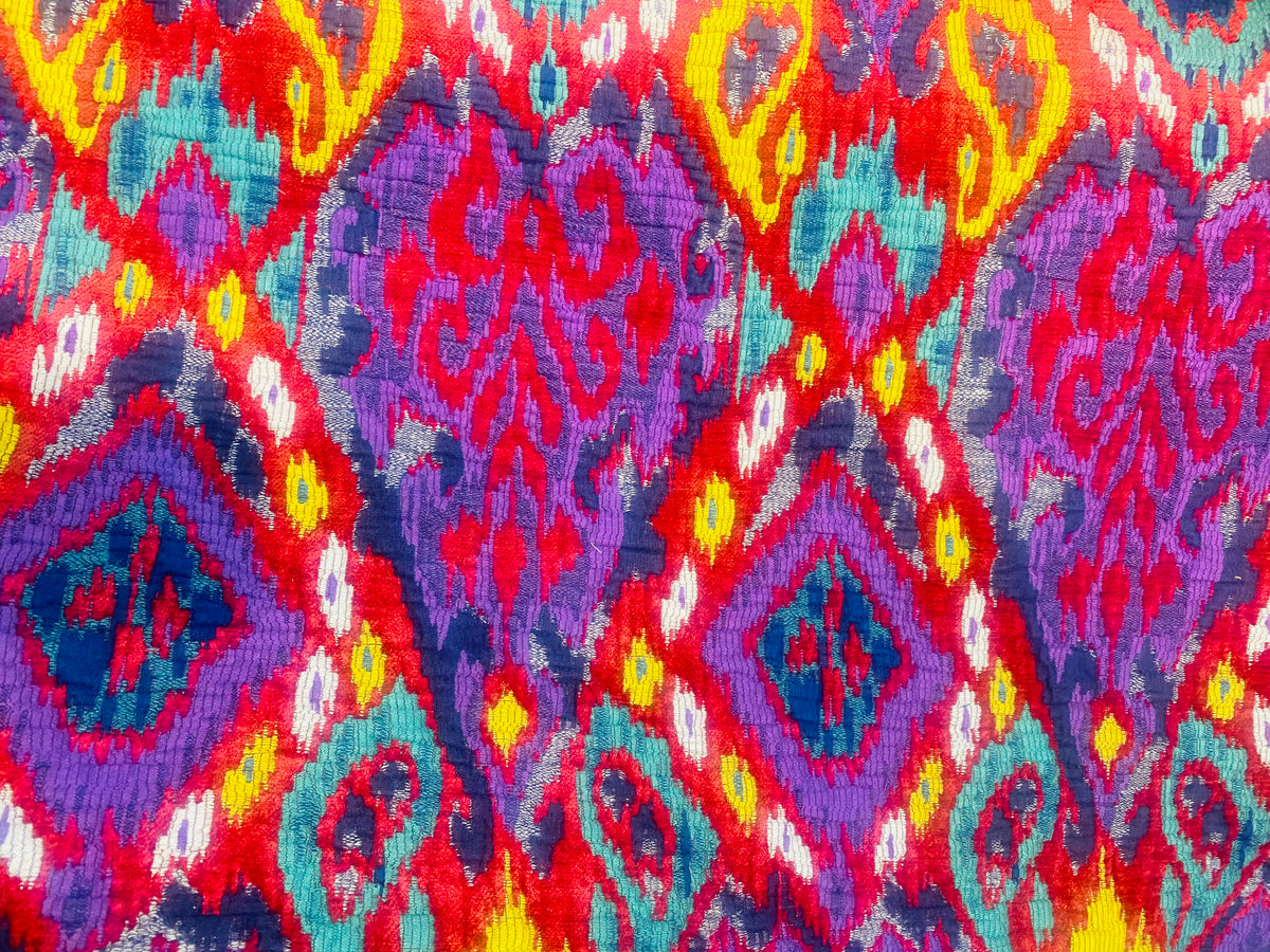 NEW Queen Shila Upholstery Tribal Velvet "Blanket" Fabric Imported from Italy - Red Purple Melange - Fancy Styles Fabric Pierre Frey Lee Jofa Brunschwig & Fils