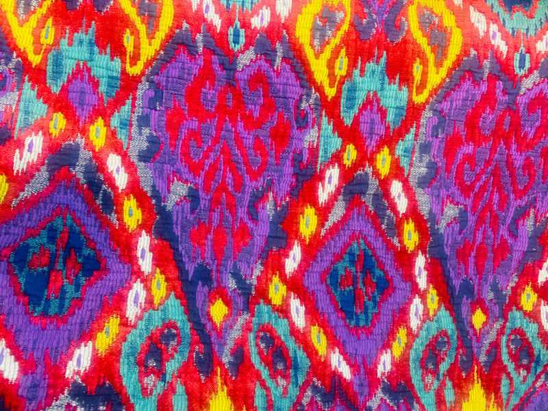 NEW Queen Shila Upholstery Tribal Velvet Fabric Imported from Belgium- Red Purple Melange