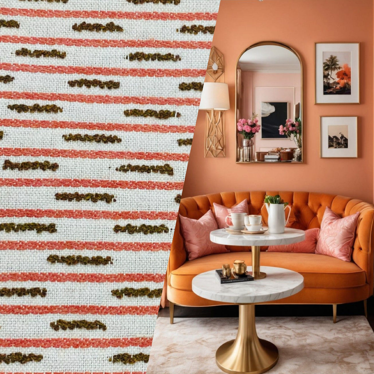 New! SUNBRELLA Novelty Boucle Waterproof Indoor Outdoor Terra Cotta Red and Brown Upholstery and Decorating Fabric - Fancy Styles Fabric Pierre Frey Lee Jofa Brunschwig & Fils