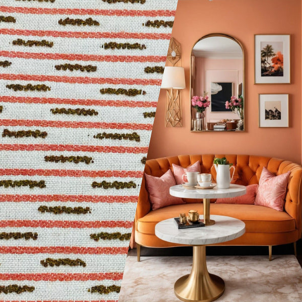 New! SUNBRELLA Novelty Boucle Waterproof Indoor Outdoor Terra Cotta Red and Brown Upholstery and Decorating Fabric - Fancy Styles Fabric Pierre Frey Lee Jofa Brunschwig & Fils