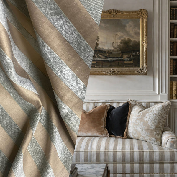 NEW! Lady Janet STRIPE Designer Medallion Burnout Chenille Velvet Fabric - Aqua & Shell - Fancy Styles Fabric Pierre Frey Lee Jofa Brunschwig & Fils