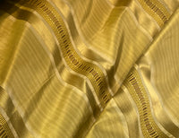 NEW Duchess Jessy 100% Silk Satin Embroidered Scroll Stripe Motif Fabric- Gold - Fancy Styles Fabric Pierre Frey Lee Jofa Brunschwig & Fils
