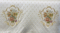 NEW Queen Marie Novelty Ritz Neoclassical Brocade Medallion Floral Satin Fabric - Ivory - Fancy Styles Fabric Pierre Frey Lee Jofa Brunschwig & Fils