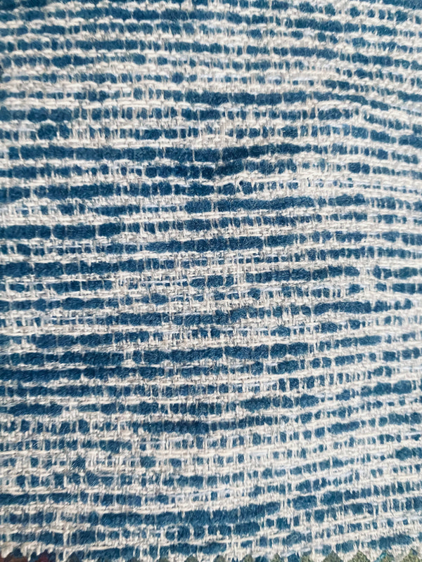 New! SUNBRELLA Navy Indigo Blue White Melange Boucle Waterproof Indoor Outdoor Upholstery Fabric - Fancy Styles Fabric Pierre Frey Lee Jofa Brunschwig & Fils
