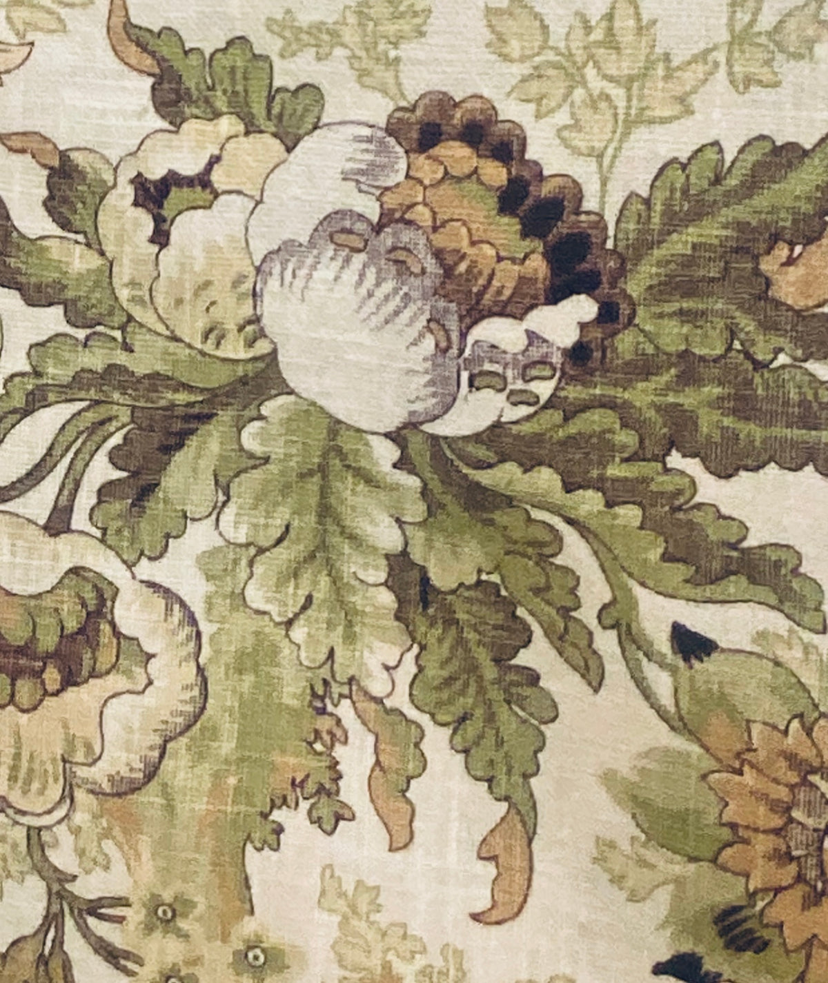 NEW! Prince Jeppa Novelty 100% Linen Fabric Floral - Green and Natural - Fancy Styles Fabric Pierre Frey Lee Jofa Brunschwig & Fils
