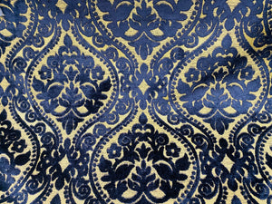 NEW! Sir Sanders Novelty Burnout Medallion Chenille Velvet Fabric - Indigo Navy Blue- Upholstery - Fancy Styles Fabric Pierre Frey Lee Jofa Brunschwig & Fils