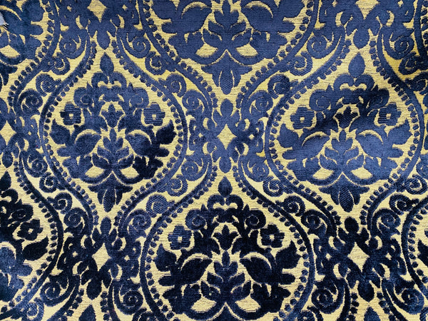 NEW! Sir Sanders Novelty Burnout Medallion Chenille Velvet Fabric - Indigo Navy Blue- Upholstery - Fancy Styles Fabric Pierre Frey Lee Jofa Brunschwig & Fils