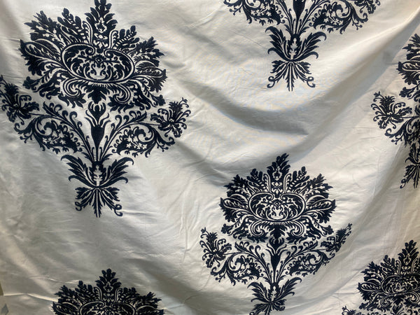 NEW COLOR! Lady Krista Novelty Embroidered 100% Silk Taffeta Fabric Black and White - Fancy Styles Fabric Pierre Frey Lee Jofa Brunschwig & Fils