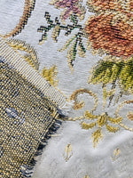 NEW Queen Marie Novelty Ritz Neoclassical Brocade Medallion Floral Satin Fabric - Ivory