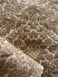NEW! Prince Teffler - Designer Italian Venetian Burnout Damask Cut Velvet Taupe Fabric Upholstery - Fancy Styles Fabric Pierre Frey Lee Jofa Brunschwig & Fils