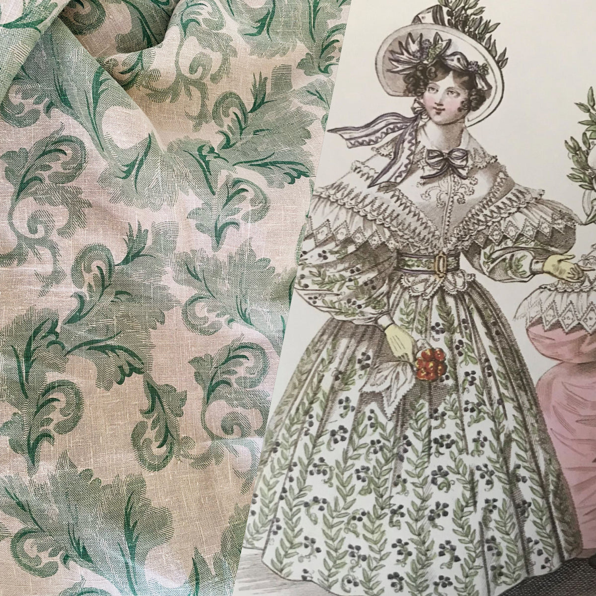 NEW Queen Shani Designer 100% Linen Floral Leaf Fabric- - Fancy Styles Fabric Pierre Frey Lee Jofa Brunschwig & Fils