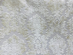 NEW! Duke Gabriel Designer Medallion Burnout Chenille Velvet Fabric - Pearl Cream - Fancy Styles Fabric Pierre Frey Lee Jofa Brunschwig & Fils