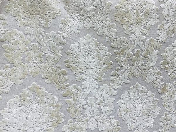 NEW! Duke Gabriel Designer Medallion Burnout Chenille Velvet Fabric - Pearl Cream - Fancy Styles Fabric Pierre Frey Lee Jofa Brunschwig & Fils