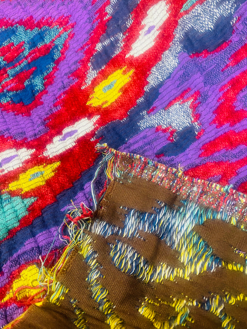 NEW Queen Shila Upholstery Tribal Velvet Fabric Imported from Belgium- Red Purple Melange