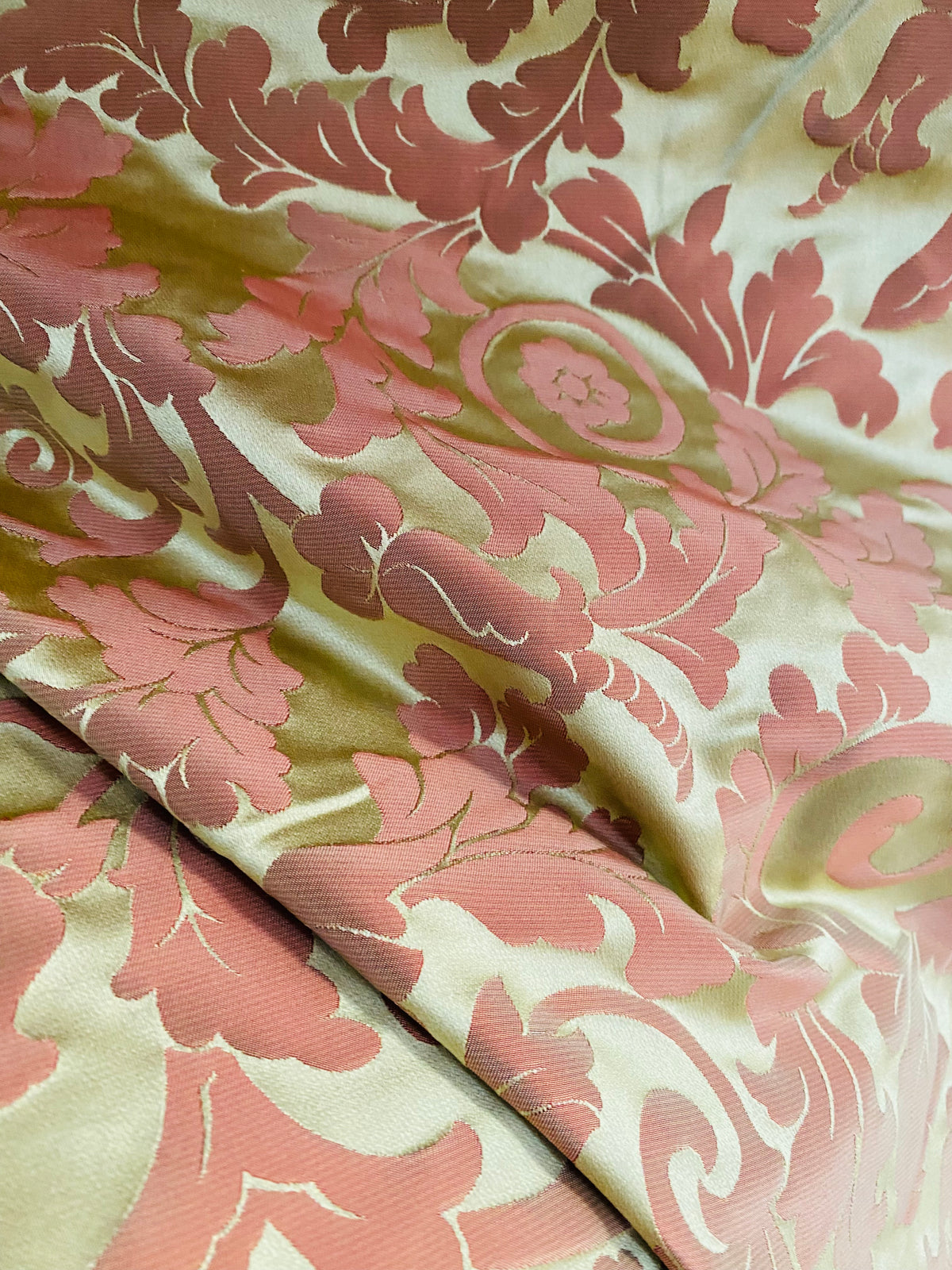 NEW! Princess Heart 100% Silk Satin Novelty Jacquard Damask Fabric- Pink and Gold - Fancy Styles Fabric Pierre Frey Lee Jofa Brunschwig & Fils