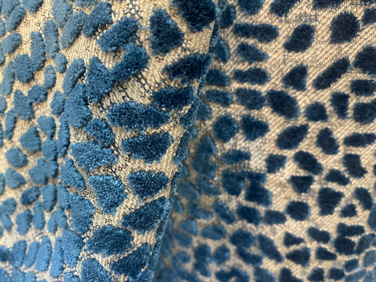 NEW King Cohen Leopard Novelty Upholstery Velvet Fabric Blue Style# CC10002 - Fancy Styles Fabric Pierre Frey Lee Jofa Brunschwig & Fils