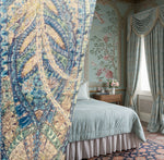 NEW Queen Lila Quilted Blanket Fabric Imported from Belgium- Upholstery & Drapery- Blue Melange