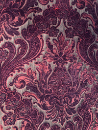 NEW! Emperor Theodore - Designer Italian Venetian Burnout Damask Velvet Burgundy Red Fabric Upholstery - Fancy Styles Fabric Pierre Frey Lee Jofa Brunschwig & Fils