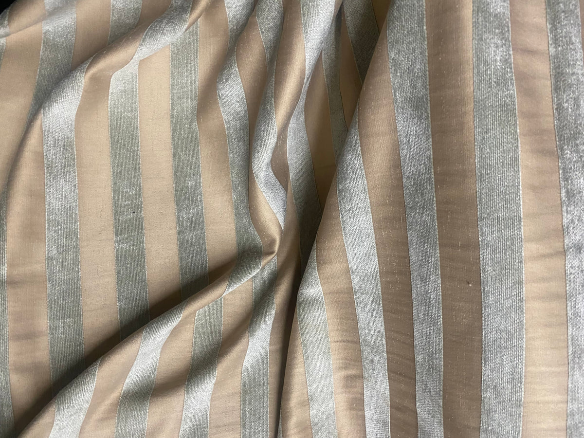 NEW! Lady Janet STRIPE Designer Medallion Burnout Chenille Velvet Fabric - Aqua & Shell - Fancy Styles Fabric Pierre Frey Lee Jofa Brunschwig & Fils