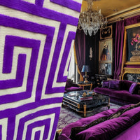 NEW! Sale! VERSACE HOME Novelty Italian Burnout Geometric Chenille Upholstery Velvet Fabric - Magenta Purple - Fancy Styles Fabric Pierre Frey Lee Jofa Brunschwig & Fils