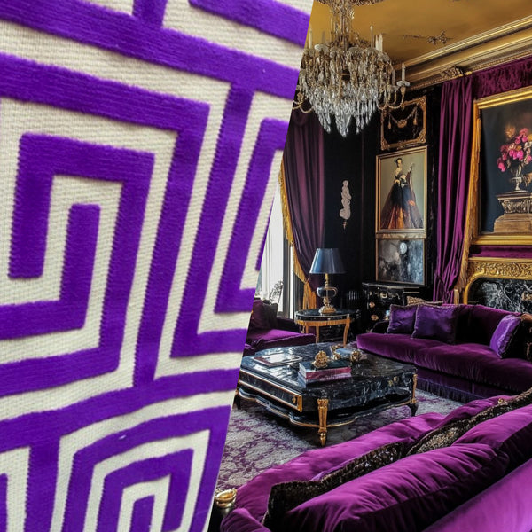 NEW! Sale! VERSACE HOME Novelty Italian Burnout Geometric Chenille Upholstery Velvet Fabric - Magenta Purple - Fancy Styles Fabric Pierre Frey Lee Jofa Brunschwig & Fils