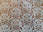 NEW Queen Lauper 100% Silk Jacquard Novelty Neoclassical Floral Damask Matte Satin Brick Red and Gold Jacquard Drapery Fabric