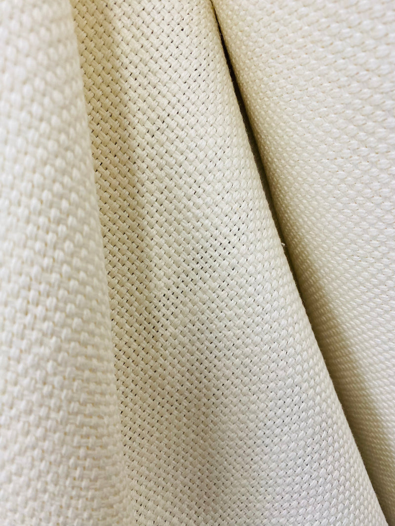 NEW! Lord Byronne 100% Linen Basketweave Upholstery Fabric White Cream- Made in Ireland