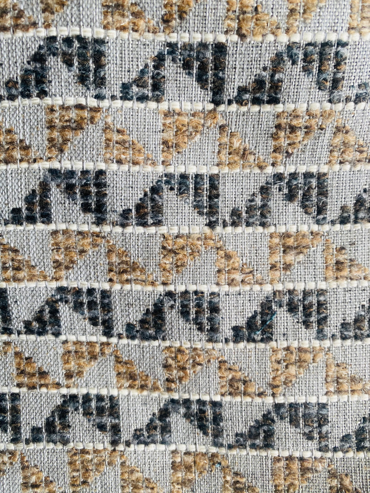 New! SUNBRELLA Taupe and Indigo Blue Boucle Waterproof Indoor Outdoor Upholstery Fabric - Fancy Styles Fabric Pierre Frey Lee Jofa Brunschwig & Fils