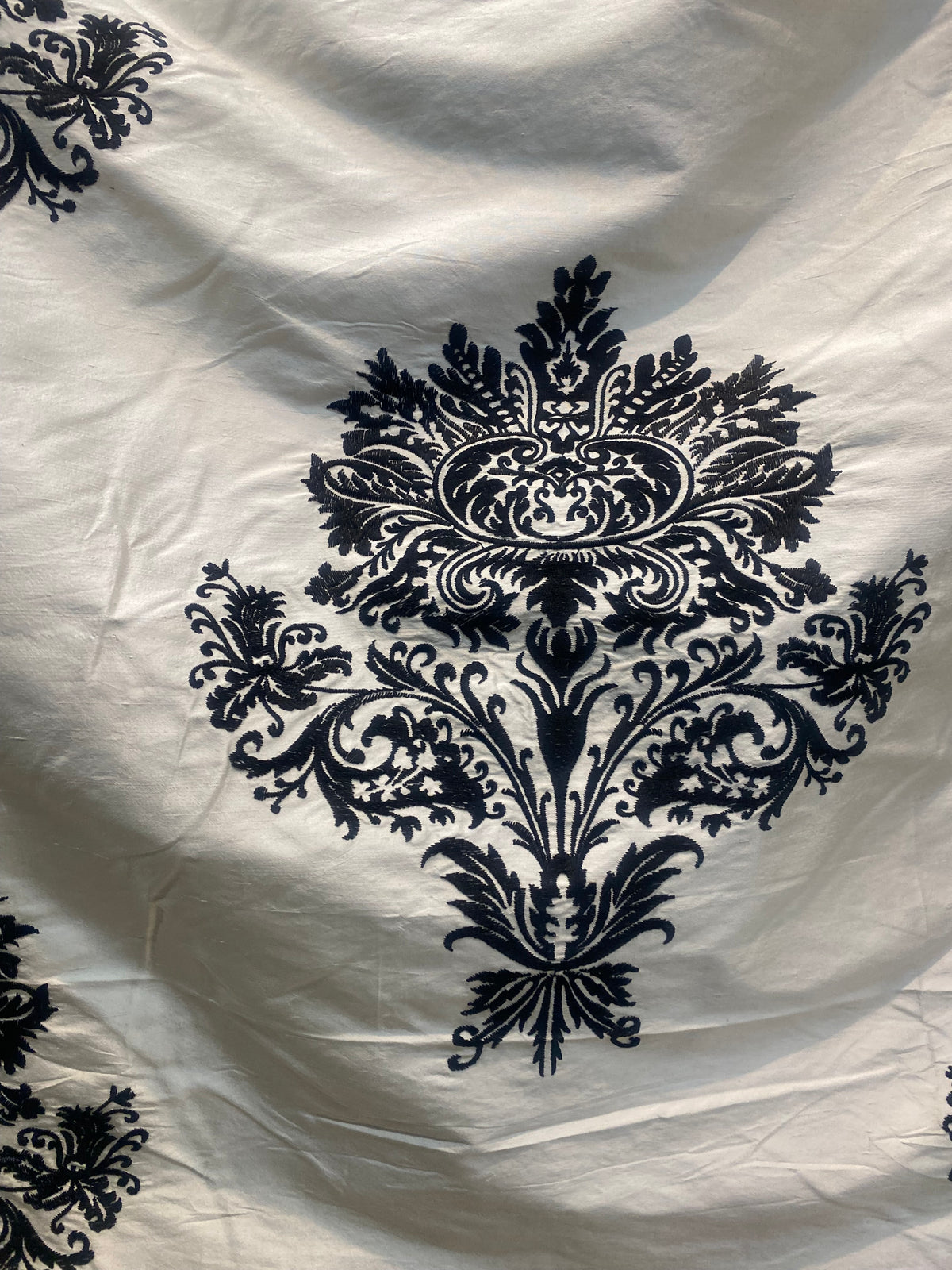 NEW COLOR! Lady Krista Novelty Embroidered 100% Silk Taffeta Fabric Black and White - Fancy Styles Fabric Pierre Frey Lee Jofa Brunschwig & Fils