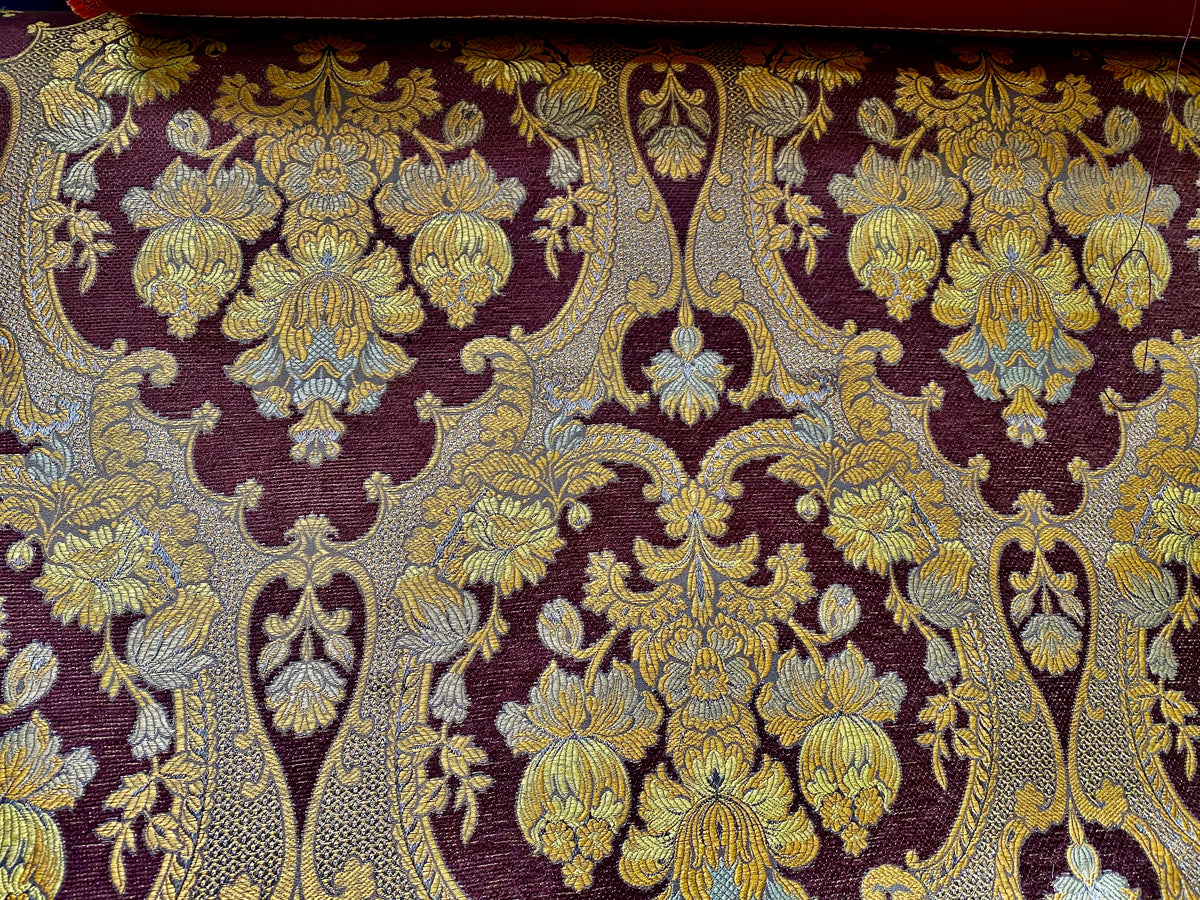 NEW! Duke Riviera Designer Venetian Italian Burnout Medallion Chenille Brocade Gold Brown Fabric Upholstery Style# HG10011 - Fancy Styles Fabric Pierre Frey Lee Jofa Brunschwig & Fils
