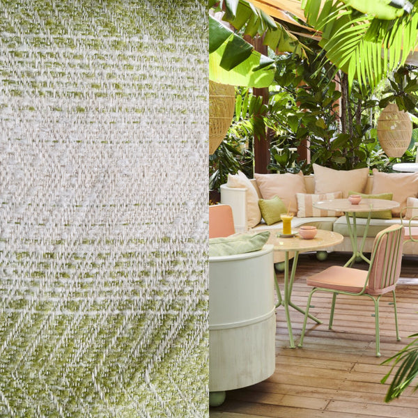 New! SUNBRELLA Novelty Boucle Waterproof Indoor Outdoor Lime Pistachio Stripe Upholstery and Decorating Fabric - Fancy Styles Fabric Pierre Frey Lee Jofa Brunschwig & Fils