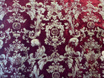 NEW COLOR! Queen Renee Burnout Antique Inspired Velvet Fabric Burgundy & Gold